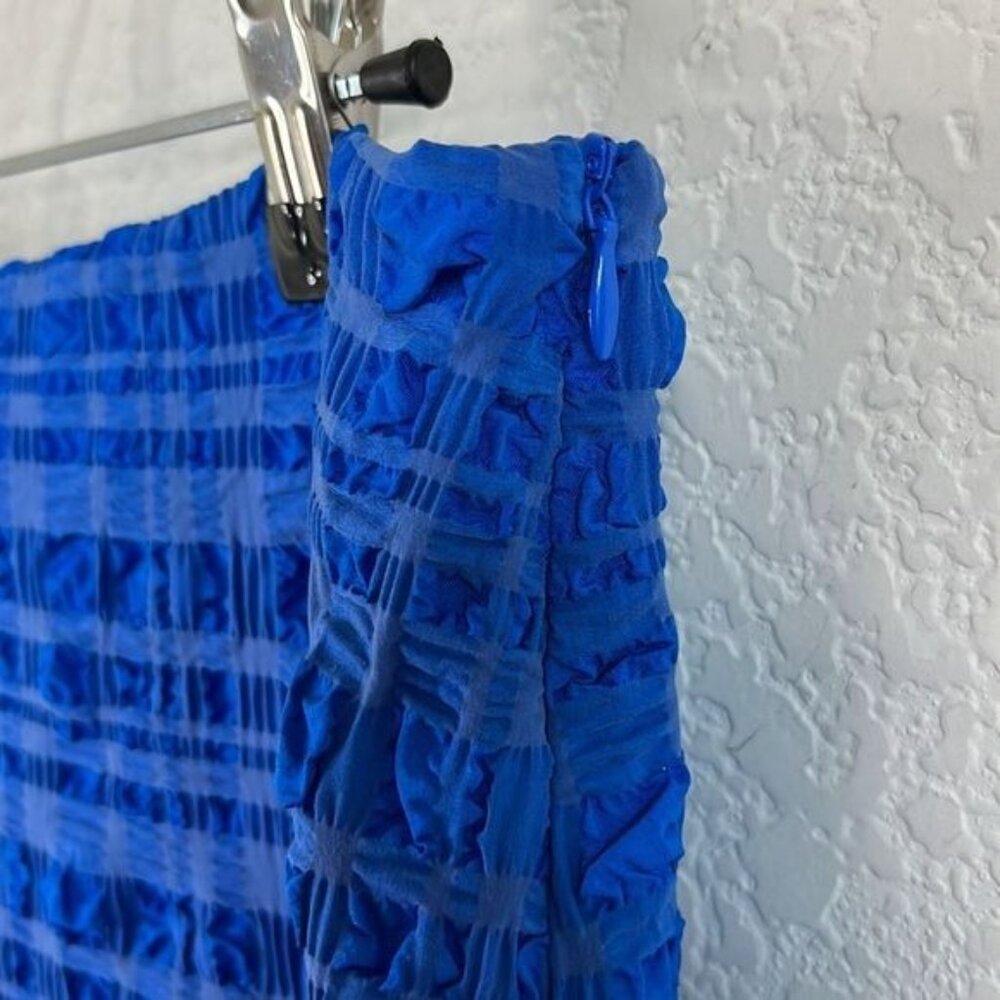 Cult Gaia Caspara Popcorn Midi Slit Skirt Persian Blue - Picture 6 of 11